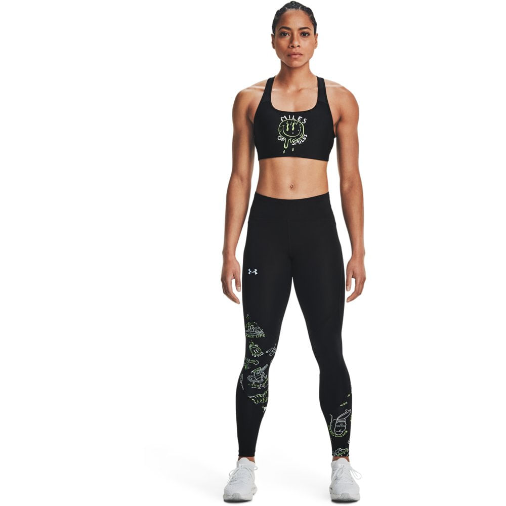 Legging de Treino Feminina Under Armour HeatGear Armour Perf Inset Graphic  Preto