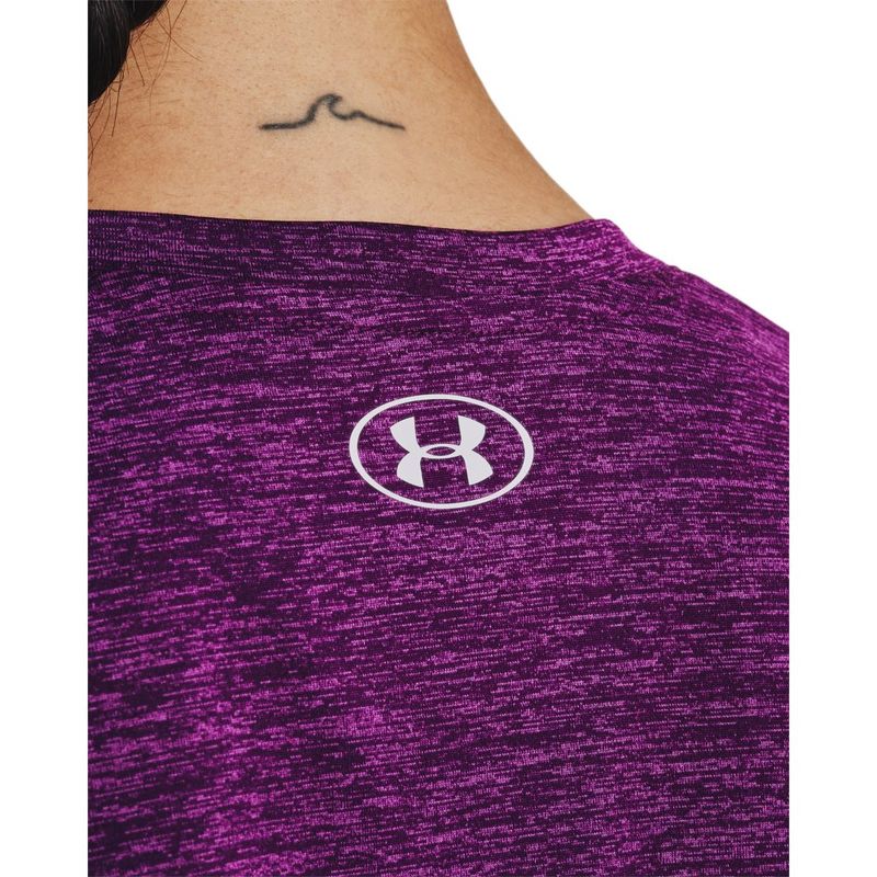 CAMISETA UNDER ARMOUR TRNG FEM 1359414 UA TECH SHORT 514 ROXO MESCLA